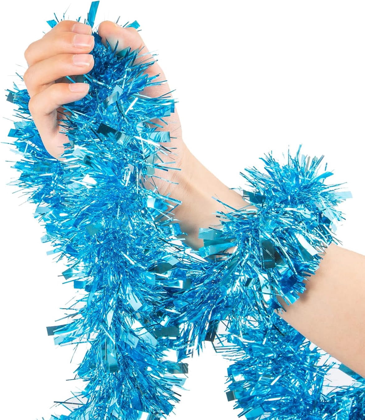 26.2 Ft Light Blue Tinsel Garland Metallic Decorations for