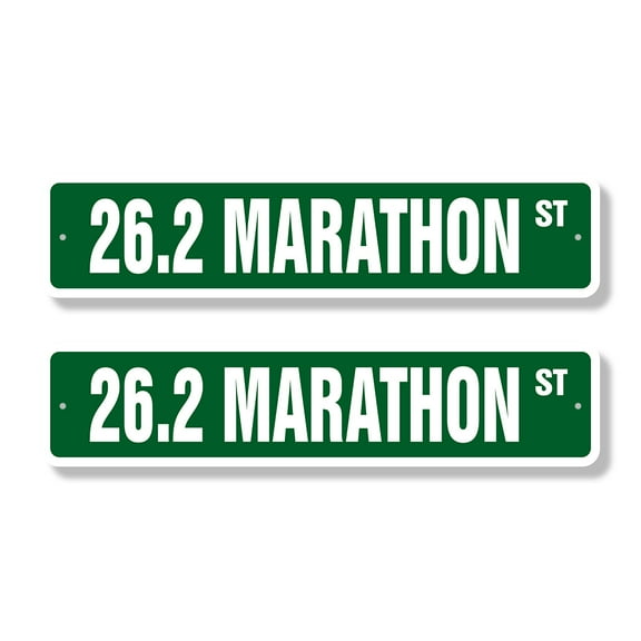26.2 MARATHON Classic Street Sign (2 Pack) runner shoes jog jogging run Road Sign | 4" X 18" Plastic Address Sign