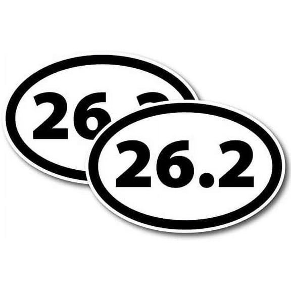 26.2 Marathon Black Oval Cars, 2 Pack, Decals 3" x 5"