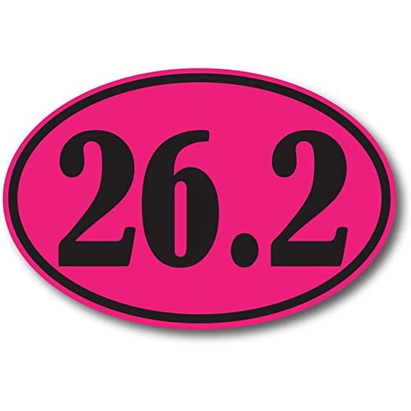 26.2 Marathon Pink and Black Oval Car Decal 3" x 5"
