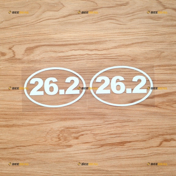 26.2 Marathon Run Oval Runner Sticker Decal Vinyl - 2 Pack White, 6 Inches - No Background for Car Boat Laptop Cup Phone