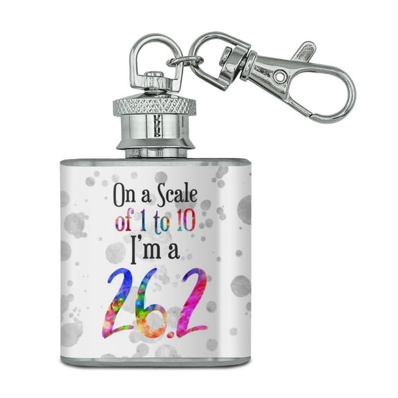 26.2 Marathon Scale of 1 to 10 Rainbow Runner Stainless Steel 1oz Mini Flask Key Chain