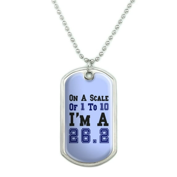 26.2 Marathon Scale of 1 to 10 Sporty Running Runner Marathoner Military Dog Tag Pendant Necklace with Chain