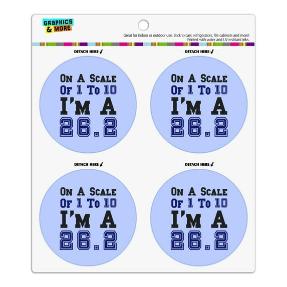 26.2 Marathon Scale of 1 to 10 Sporty Running Runner Marathoner Refrigerator Fridge Locker Vinyl Circle Magnet Set
