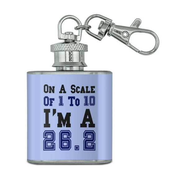 26.2 Marathon Scale of 1 to 10 Sporty Running Runner Marathoner Stainless Steel 1oz Mini Flask Key Chain
