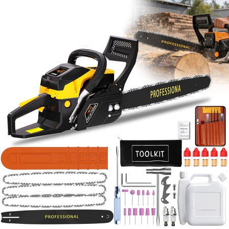 26-20inch 78-52CC Gas Powered Chainsaw, 4.5 HP 2 Stroke Engine Gas Power Chainsaws with Non-Slip Handle,Gas Chainsaws with Dual Fuel Tanks, For Wood Cutting, Tree Trimming,90-day trial.