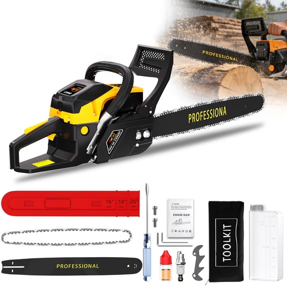 26-20inch 78-52CC Gas Powered Chainsaw, 4.5 HP 2 Stroke Engine Gas Power Chainsaws with Non-Slip Handle,Gas Chainsaws with Dual Fuel Tanks, For Wood Cutting, Tree Trimming,90-day trial.