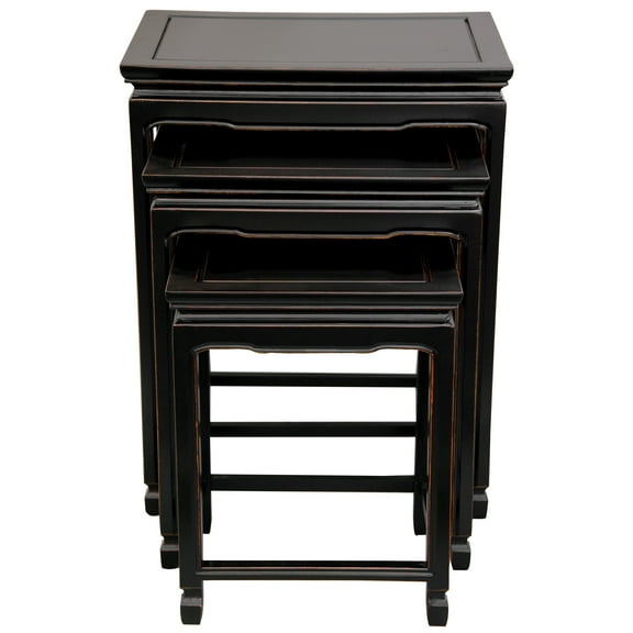 26" 22" 18" Set of 3 Chinese Rosewood Nesting Tables - Antique Black