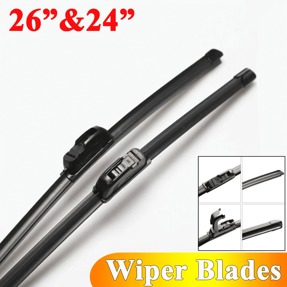 26"/24" Windshield Wiper Blades Premium Hybrid silicone J-Hook Bracketless All Season