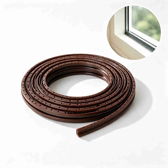 26.25 Feet / 8M Vinyl Glass Retainer Strip, 1/8 Inch Slot Rubber Glazing Bead, Press-Fit Window Glass Holding Strip for Single Pane Door Window Glass Installation, Brown