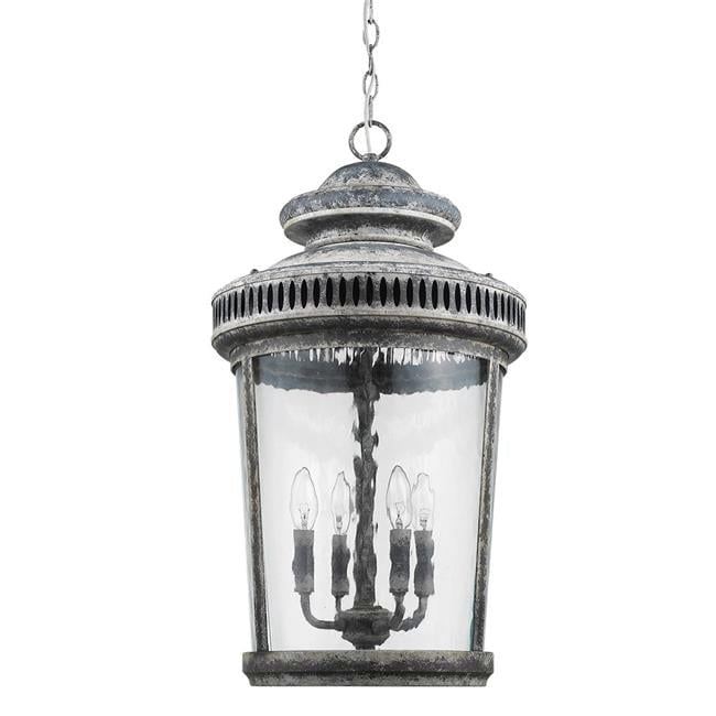 Kingston Antique Lead Classic Indoor/Outdoor Foyer Pendant with Curved Water Glass