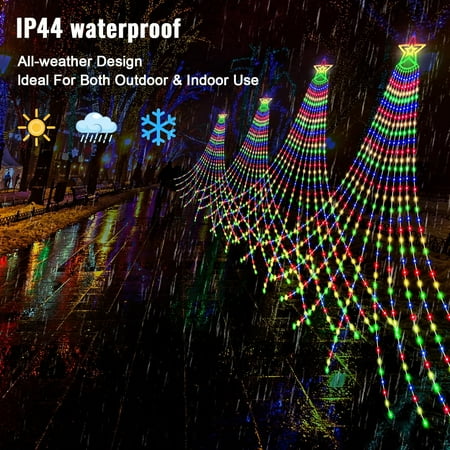 26.25FT 906LED Christmas Decorations Waterfall Lights Outdoor, Large Christmas String Light wth 8 Lighting Modes, Remote Control Hanging Fairy Lights for Holiday Xmas Tree Yard Decor, Multicolor