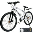 thumbnail image 1 of 26/27.5 inch Mountain Hardtail Mountain Bike for Men/Women, 27 Speed Twist Shifting, Front or Dual Suspension, Comfort Saddle, Purple/Black/White, 1 of 11