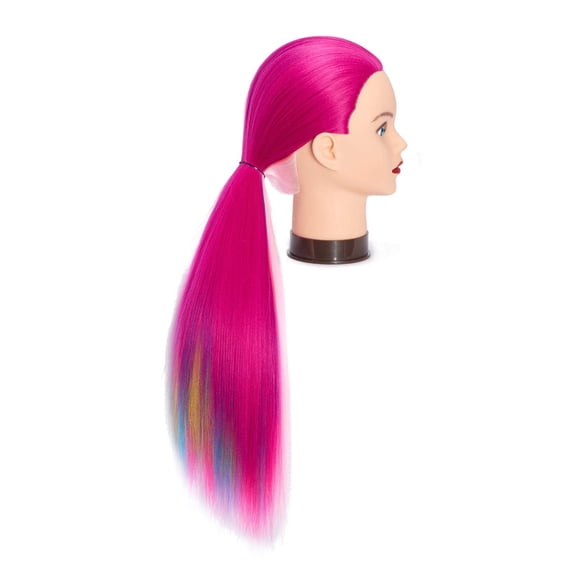 26"-28" Long Hair Mannequin Synthetic Fiber Hairdresser Practice Styling Training Cosmetology Manikin Doll With Clamp (6F1919w0320)