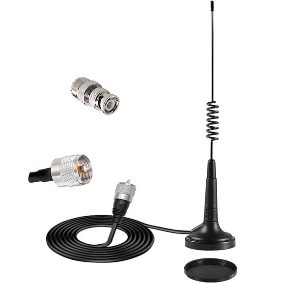 26-28MHz CB Radio Magnetic Mount Antenna Kit with 4 m RG58 Cable PL259 and BNC Connector for Mobile Communication Systems