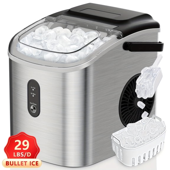 26/29lbs/Day BIBEARBIBEAR Bullet Ice Maker | Countertop Ice Maker Machine with Handle, 9 Ice Cubes in 6 Mins, for Home, Kitchen, Camping, RV
