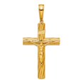 thumbnail image 1 of 26.2mm 14k Solid Yellow Gold Polished and Textured Crucifix Pendant Necklace Pendant for Women, 1 of 2