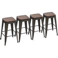 26" Black Metal Counter Height Bar Stools Stackable Backless Barstools