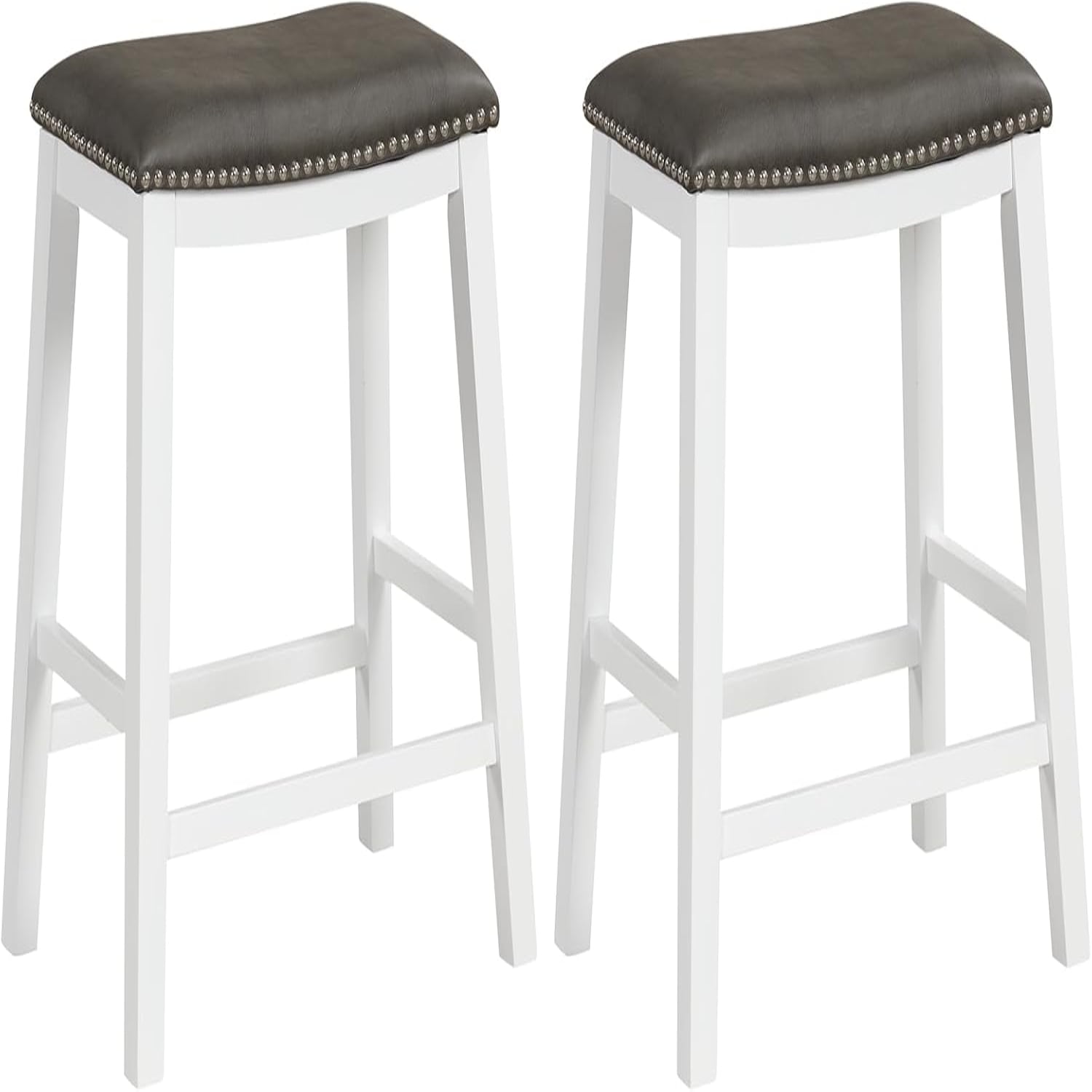 26" Counter Height Bar Stools Faux PVC Leather Farmhouse Barstools w