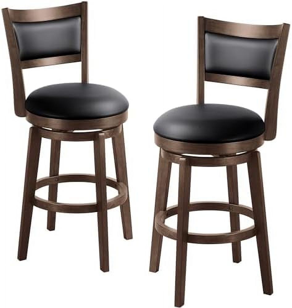 26" Counter Height Barstools High Back Swivel Stools with Black Faux