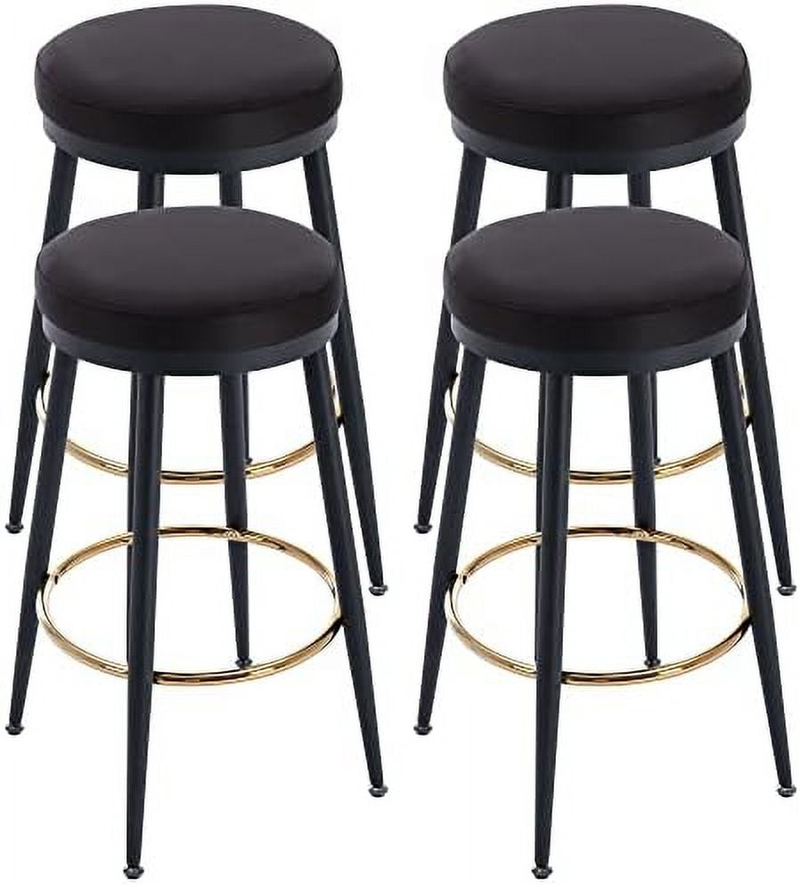 26" Counter Height Barstools Set of 4 Suede Counter Stool Backless