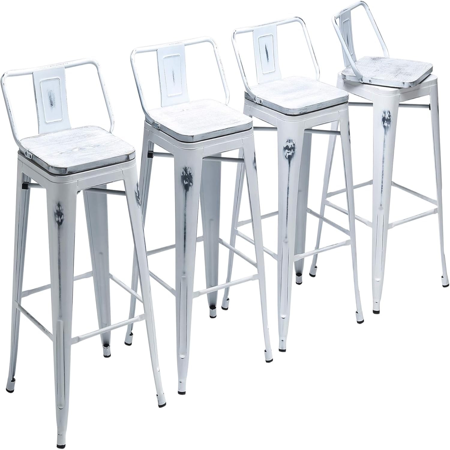 26" Swivel Bar Stools Counter Height Stools with Backs Wood Seat