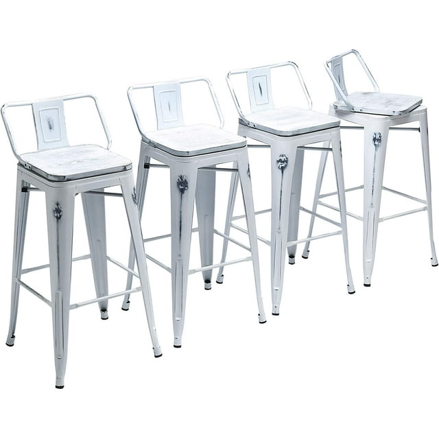 26" Swivel Bar Stools Counter Height Stools with Backs Wood Seat