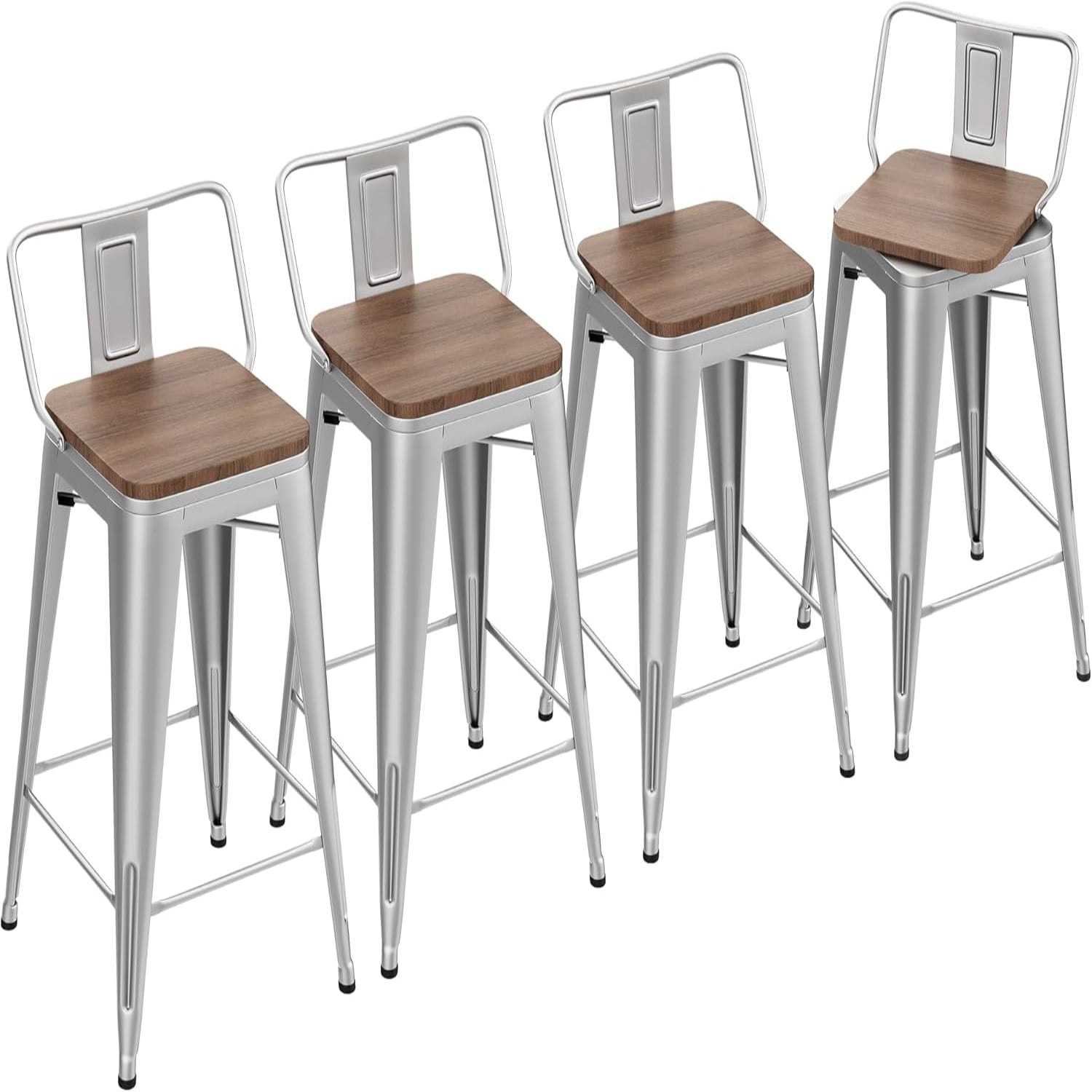 26" Swivel Bar Stools Counter Height Stools with Backs Wood Seat