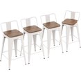 26" Swivel Bar Stools Counter Height Stools with Backs Wood Seat