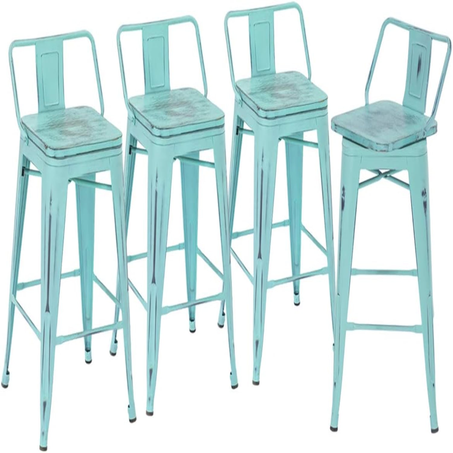 26" Swivel Bar Stools Counter Height Stools with Backs Wood Seat