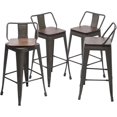 26" Swivel Metal Bar Stools with Backs Counter Height Barstools