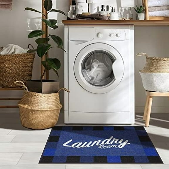 26" x 35" Laundry Room Rug - Non-Slip Mat for Laundry & Mudroom - Durable, Stain-Resistant, and Easy to Clean - Perfect for High-Traffic Areas - Runner Rug for Entryway Bathroom, Navy