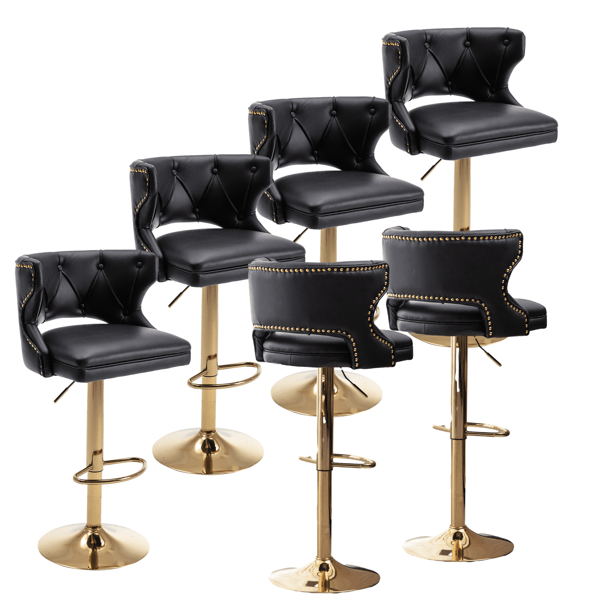 26-35 Inch Bar Stools, Counter Height Adjustable Swivel Barstools High Bar Chairs with Back ...