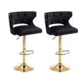 thumbnail image 1 of 26-35 Inch Bar Stools, Counter Height Adjustable Swivel Barstools High Bar Chairs with Back & Golden Metal Base, Stools Chair with Footrest for Home Kitchen/Dining Room/Cafe(Black,Set of 2), 1 of 11