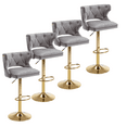 thumbnail image 1 of 26-35 Inch Bar Stools, Counter Height Adjustable Swivel Barstools High Bar Chairs with Back & Golden Metal Base, Stools Chair with Footrest for Home Kitchen/Dining Room/Cafe(Grey,Set of 4), 1 of 11