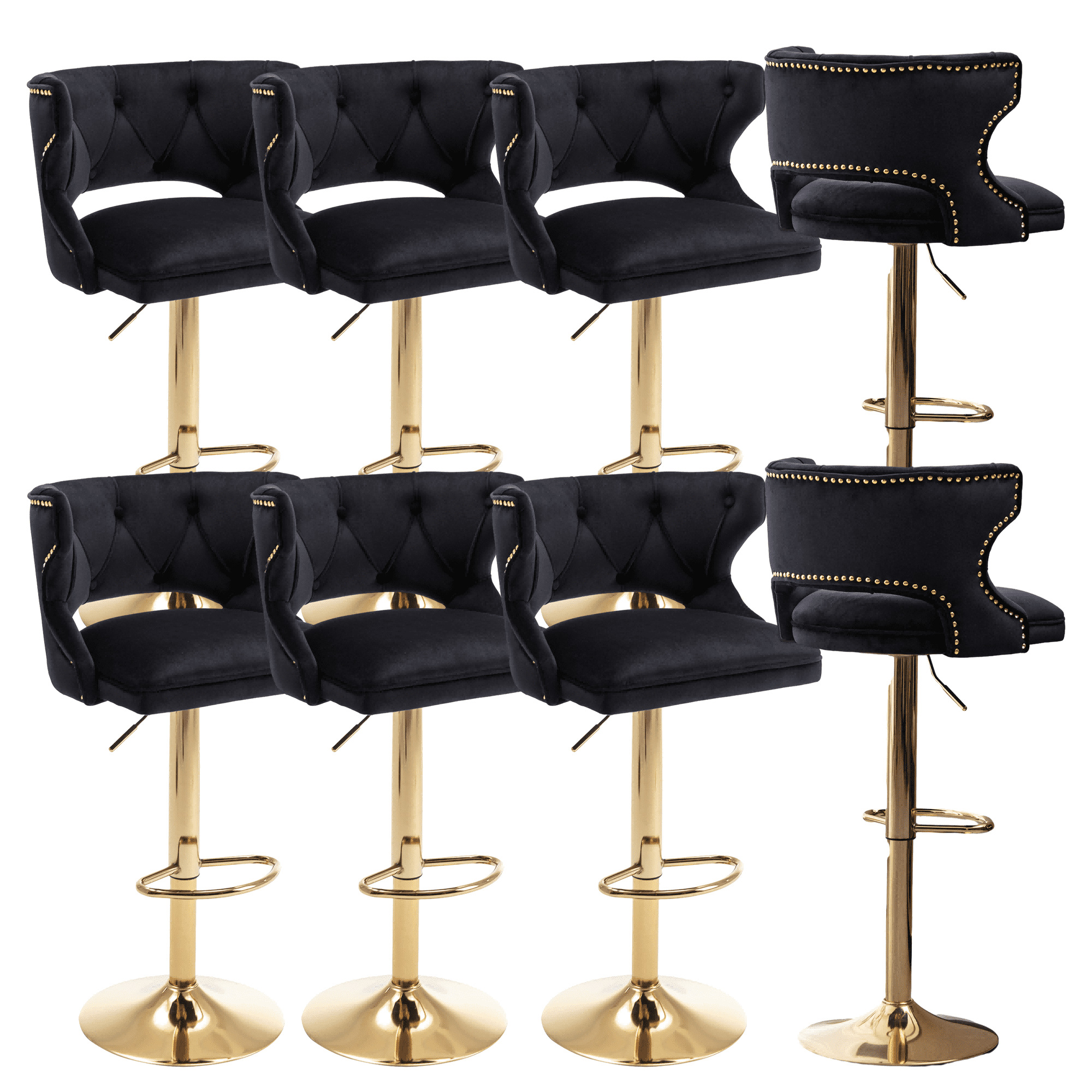 26-35 Inch Swivel Bar Stools with Back, Velvet Upholstered Adjustable ...
