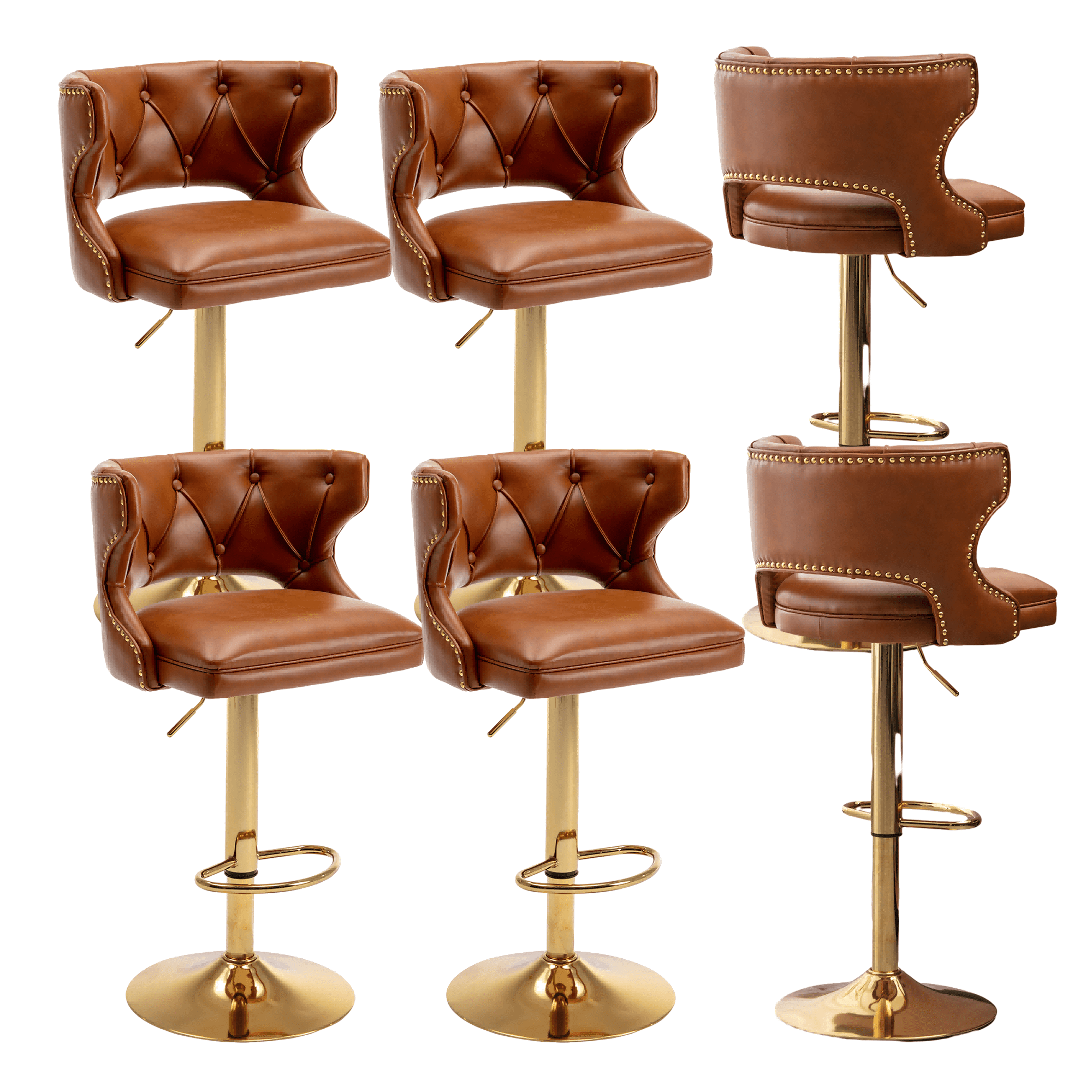 26-35 Inch Swivel Bar Stools with Back, Velvet Upholstered Adjustable ...