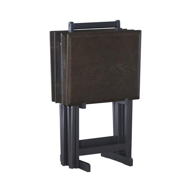 Marlowe Classic Gray Washed Oak Veneer Tray Table Set