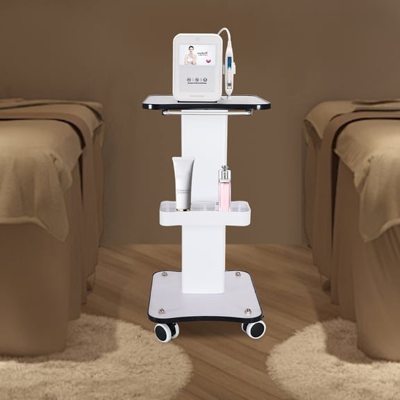 26.3in Assembly white Beauty Salon Stand Rolling Cart 15kg/33lbs SPA Beauty Machine Holder Trolley with Quality Screws