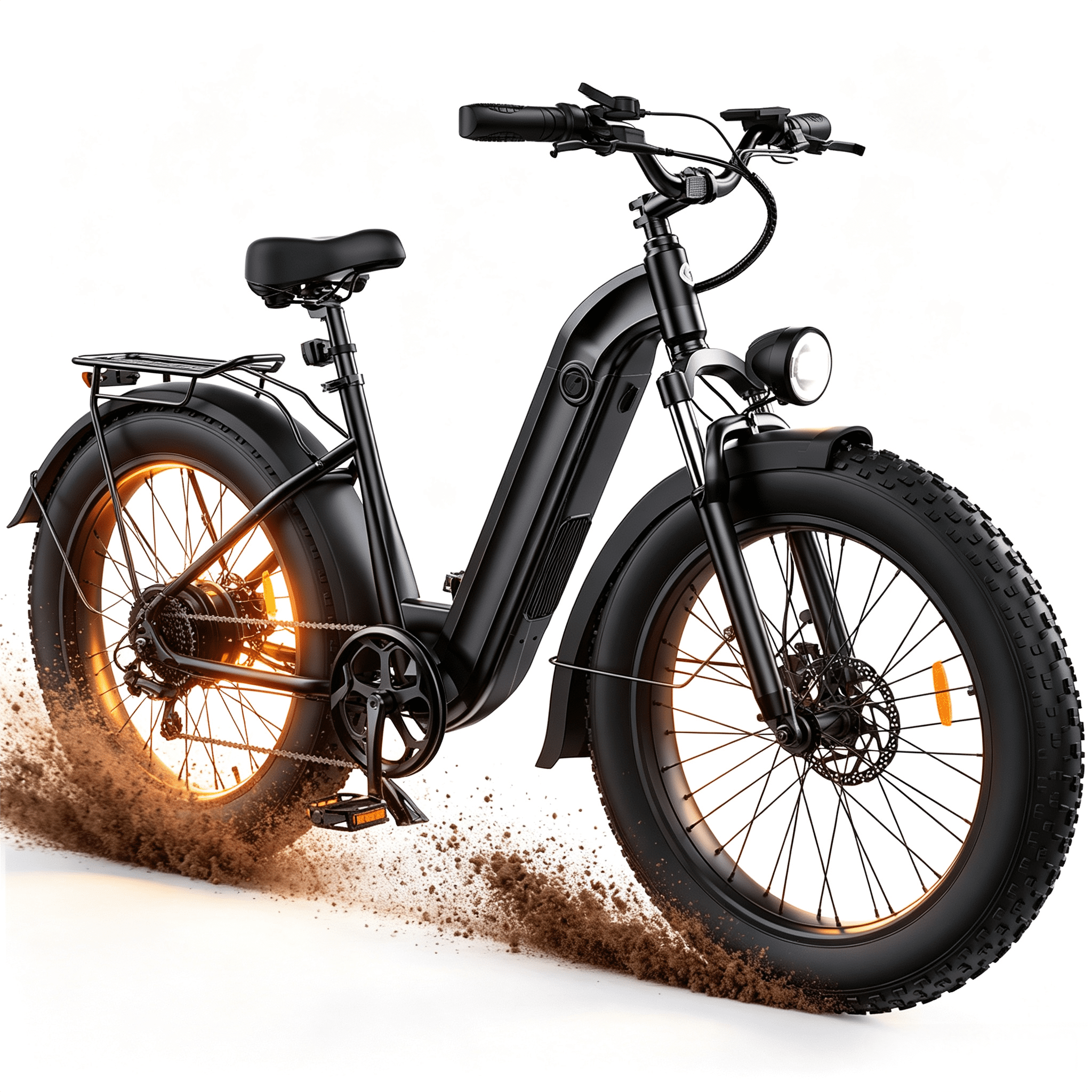 26*4" Electric Bike,750W Rated Motor,48V 18Ah Removable Battery,65+ Mile Range,Front Suspension & Hydraulic Brakes,Black