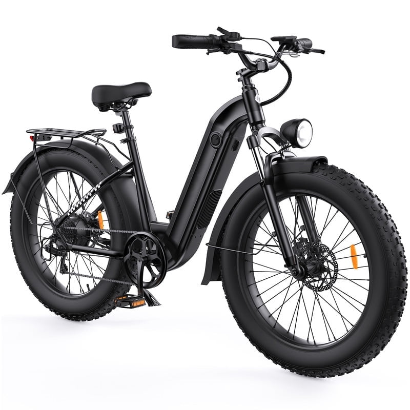 26*4" Fat Tire Electric Bike,1500W Peak Motor,48V 13Ah Removable Battery,50+ Mile Range,Front Suspension,Black