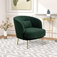 thumbnail image 1 of 26.4"W Accent Chair Modern Upholstered Armchair with Curved Backrest & Golden Adjustable Legs Comfy Leisure Single Sofa Chair with Pillow Reading Chair  Club Chair for Living Room Bedroom, Green, 1 of 7