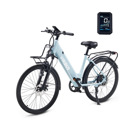 26" 48V 15Ah Electric Bike with 500W Dual Hall Sensors 7 Speed Shimano Set, Blue