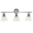 thumbnail image 1 of 26.5" Classic 3 Light Straight Metal Bar And Frosted Marble White Bell Shape Glass Shades Decorative Wall Mounted Vanity, 1 of 7