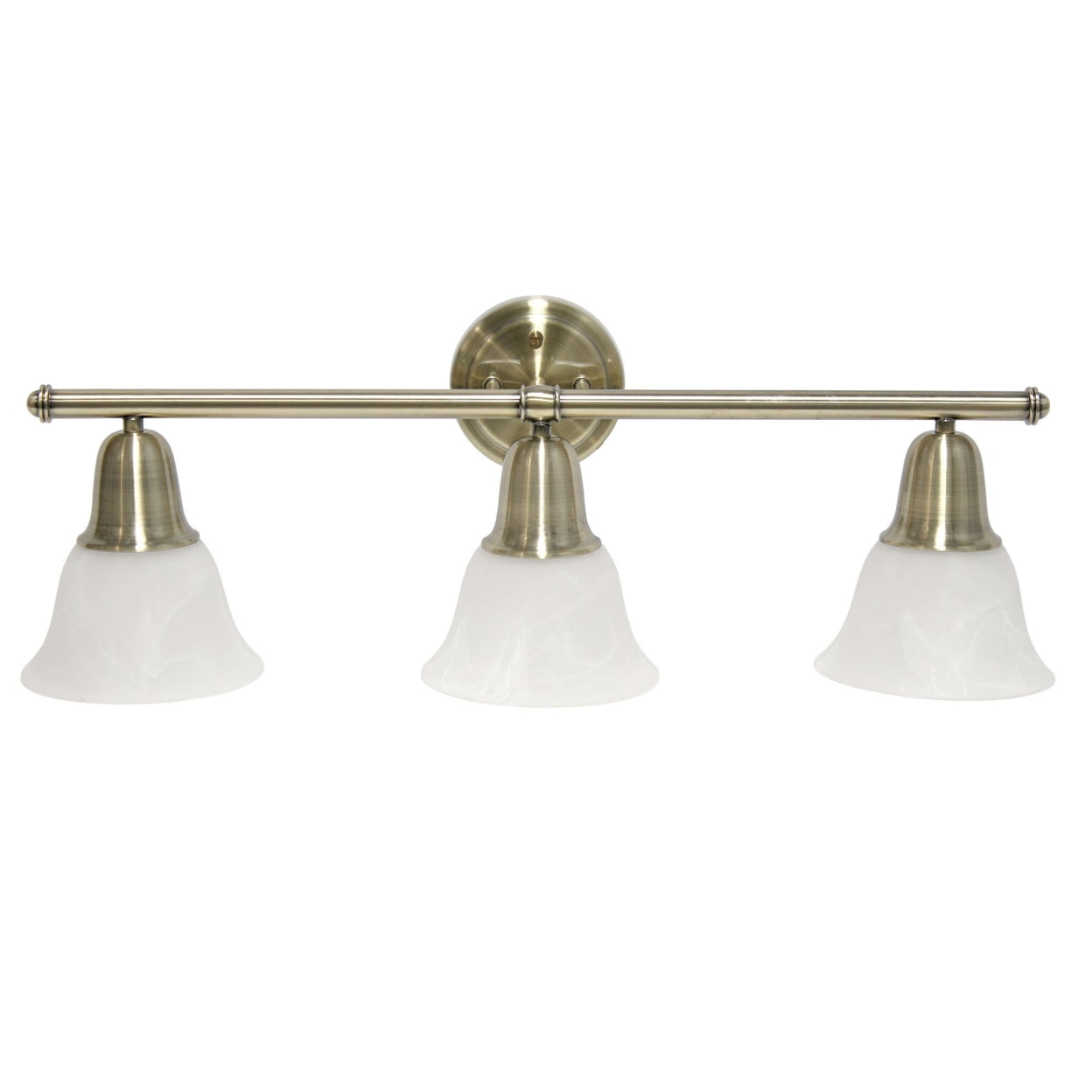 Antique Brass 27" Vanity Light with Frosted Glass Shades