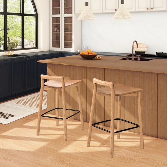 26.5" Counter Stool - Blonde Ash Wood Frame And Seat Natural For Entertaining