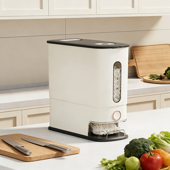 26.5 Lbs Rice Dispenser, Large Dry Food Storage Container with Scale Measuring Cup