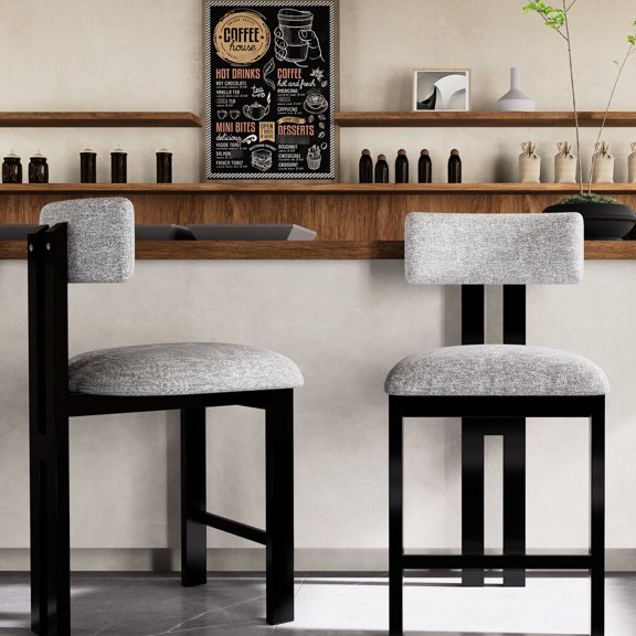 26.5'' Round Stools with Soft Fabric / Suitable for Home Bars