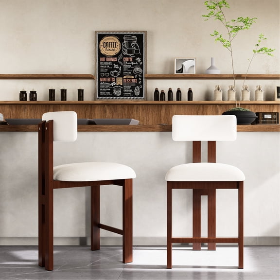 26.5'' Round Upholstered Stools | Use in Kitchen or Home Bar | Soft Fabric for Comfort | Effortless to Clean and Keep