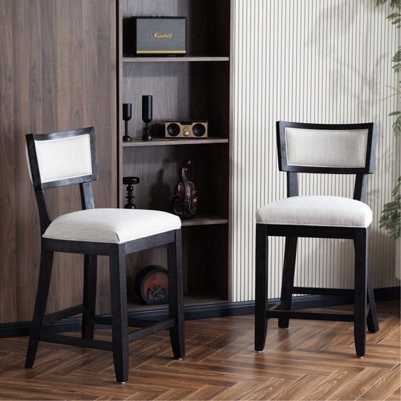 26.5" Stools Set of 2 - Different Height Footrest Options - Kitchen Countertop Use - Durable Rubber Wood Structure